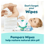 Pampers Premium Protection Nappy Pants Size 7, 123 Nappies, 15kg+, Monthly Pack + Pampers Harmonie Aqua Baby Wipes 1 pack of 10 Wipes- - Damaged Box Pampers