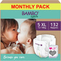 Bambo Nature Premium Eco Nappies, Size 5 (27-40lb/12-18kg), Junior, 132PK, Eco-Labelled Nappies, Enhanced Leakage Protection, Secure and Comfortable Baby Nappy Bambo Nature