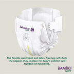 Bambo Nature Premium Eco Nappies, Size 5 (27-40lb/12-18kg), Junior, 132PK, Eco-Labelled Nappies, Enhanced Leakage Protection, Secure and Comfortable Baby Nappy Bambo Nature