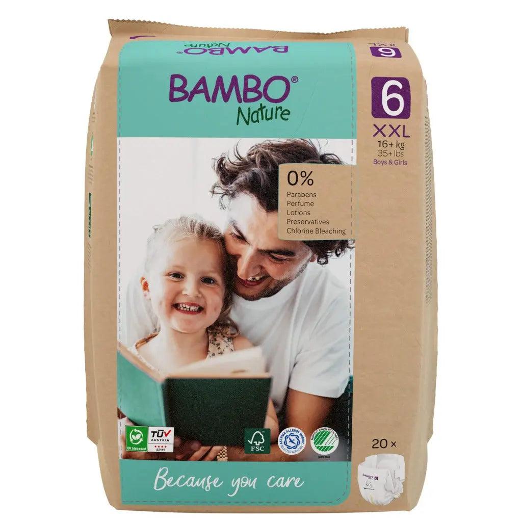 Bambo Nature Premium Eco Nappies, Size 5 (27-40lb/12-18kg), Junior, 132PK, Eco-Labelled Nappies, Enhanced Leakage Protection, Secure and Comfortable Baby Nappy Bambo Nature