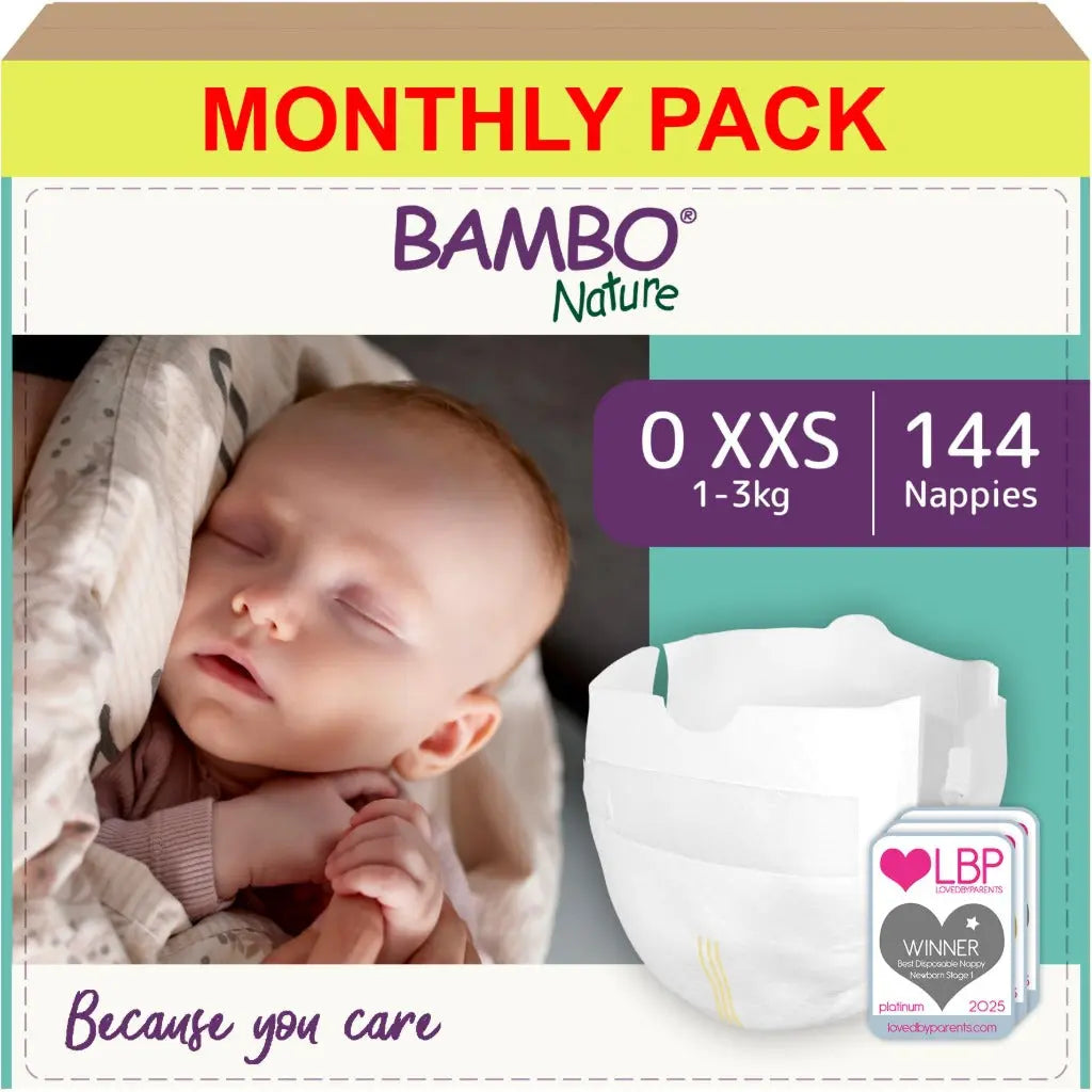 Bambo Nature Premium Eco Nappies, Size 5 (27-40lb/12-18kg), Junior, 132PK, Eco-Labelled Nappies, Enhanced Leakage Protection, Secure and Comfortable Baby Nappy Bambo Nature
