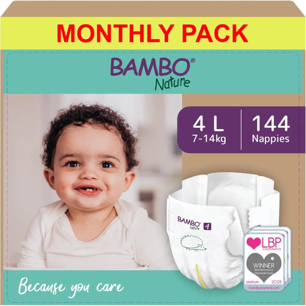 Bambo Nature Premium Eco Nappies, Size 5 (27-40lb/12-18kg), Junior, 132PK, Eco-Labelled Nappies, Enhanced Leakage Protection, Secure and Comfortable Baby Nappy Bambo Nature