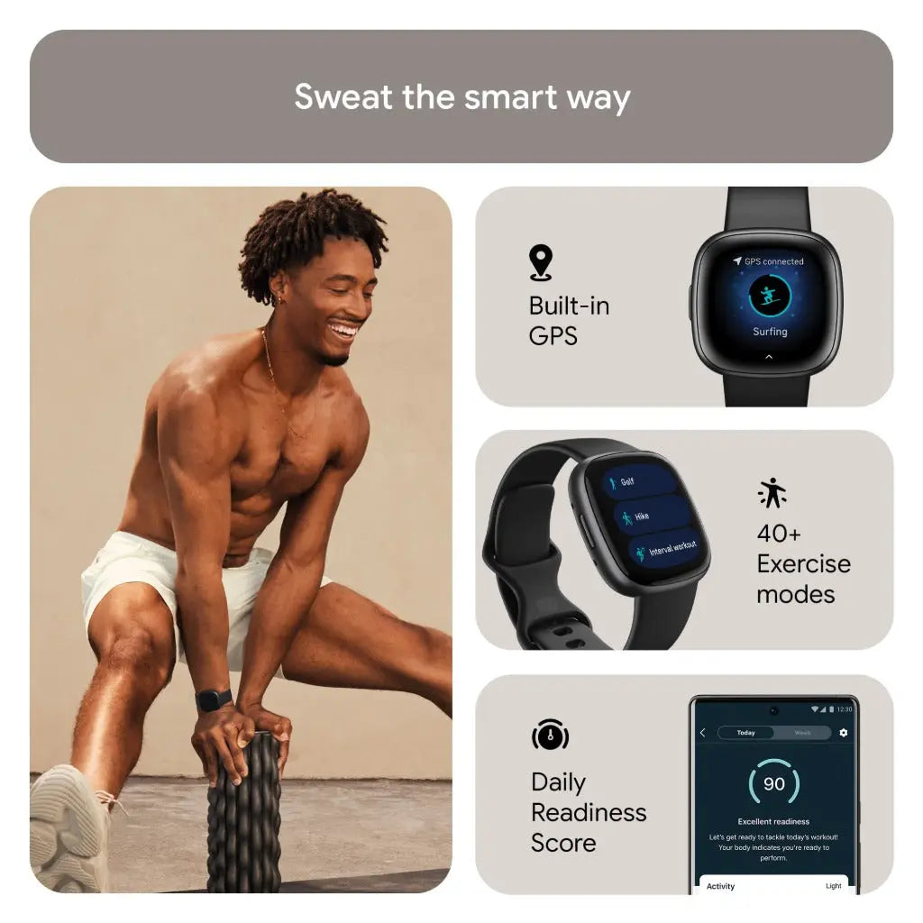 Fitbit Versa 4 Fitness Smartwatch with Daily Readiness, GPS, 24/7 Heart Rate, 40+ Exercise Modes, Sleep Tracking and more Black - Like New Fitbit