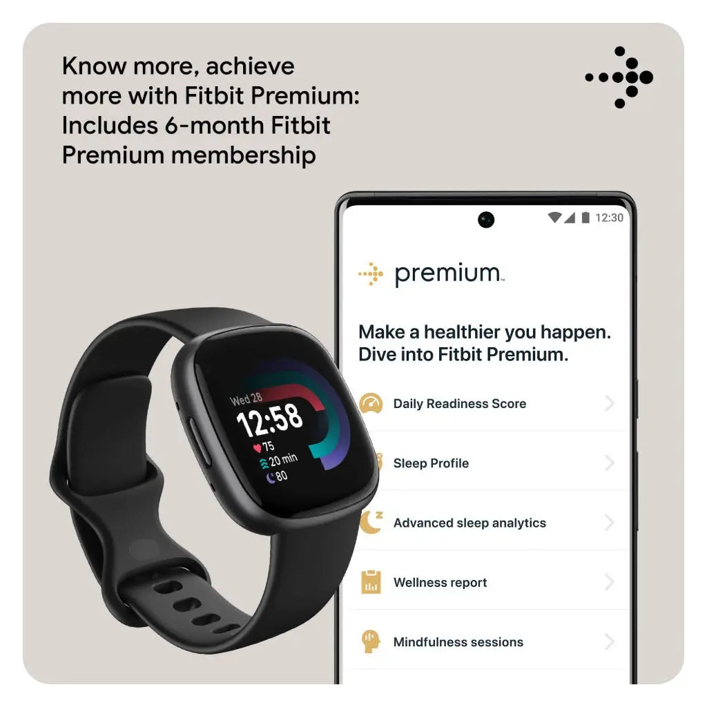 Fitbit Versa 4 Fitness Smartwatch with Daily Readiness, GPS, 24/7 Heart Rate, 40+ Exercise Modes, Sleep Tracking and more Black - Like New Fitbit