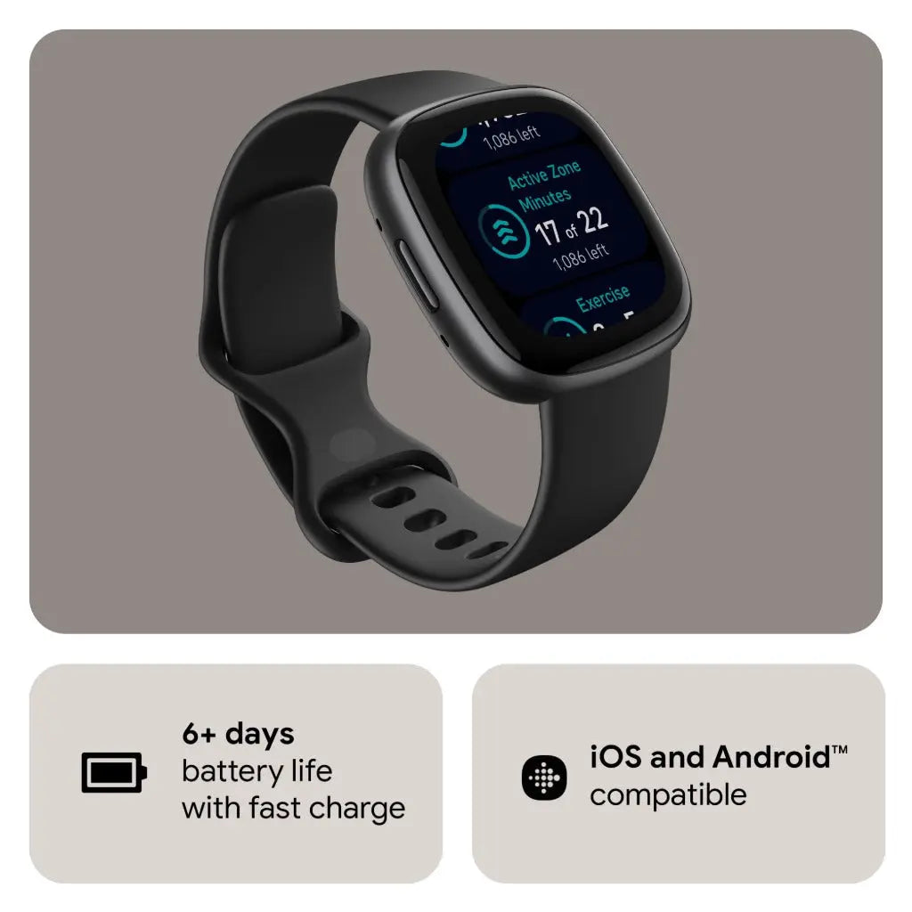 Fitbit Versa 4 Fitness Smartwatch with Daily Readiness, GPS, 24/7 Heart Rate, 40+ Exercise Modes, Sleep Tracking and more Black - Like New Fitbit