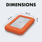 LaCie Rugged Mini 2TB — shock‑resistant, USB‑C Portable External Hard Drive, 2.5‑inch, for Mac & Windows LaCie
