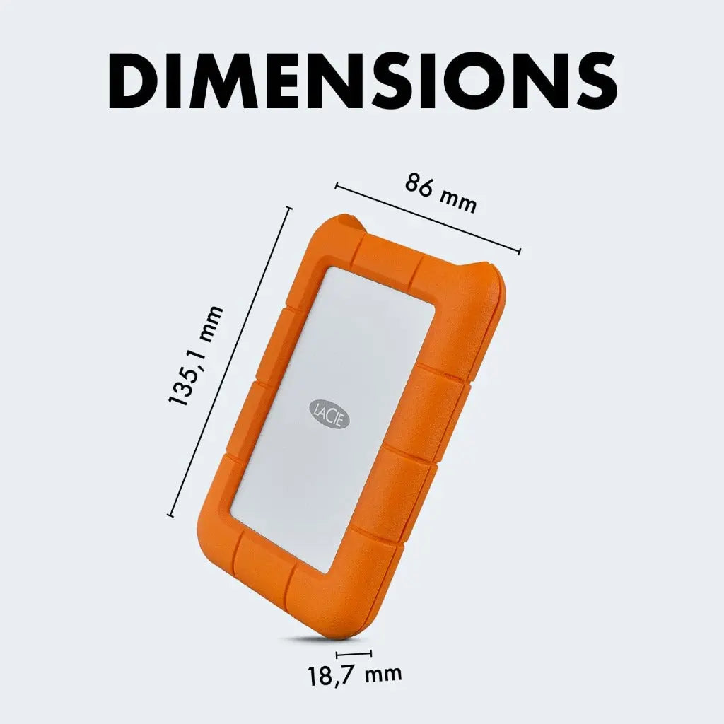 LaCie Rugged USB-C 2TB External Hard Drive Portable HDD – USB 3.0 compatible, Drop Shock Dust Rain Resistant, for Mac and PC Computer Desktop Workstation Laptop LaCie