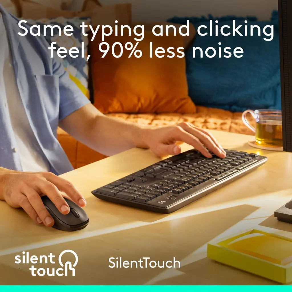 Logitech MK295 Silent Wireless Mouse & Keyboard Combo with SilentTouch Technology, Full Numpad, Advanced Optical Tracking, Lag-Free Wireless, 90% Less Noise, QWERTY UK English Layout - Black Logitech