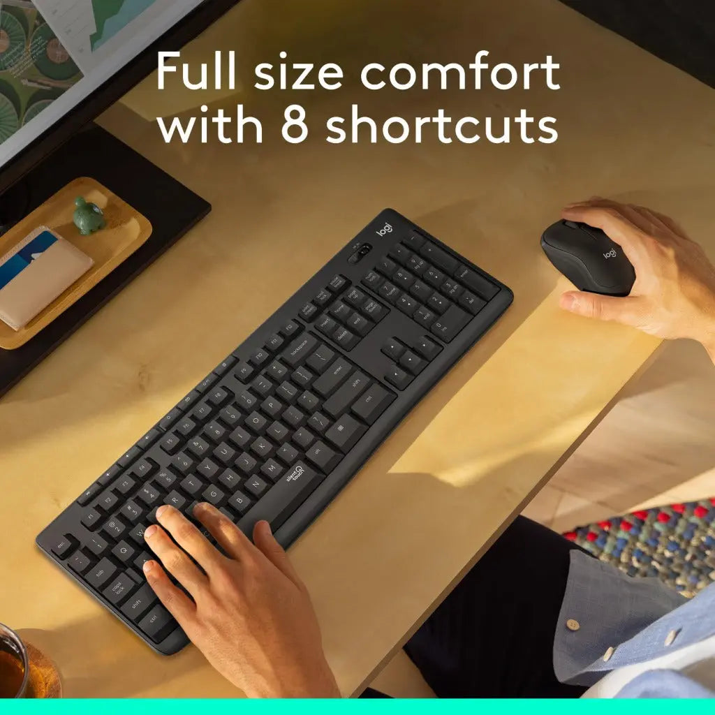 Logitech MK295 Silent Wireless Mouse & Keyboard Combo with SilentTouch Technology, Full Numpad, Advanced Optical Tracking, Lag-Free Wireless, 90% Less Noise, QWERTY UK English Layout - Black Logitech