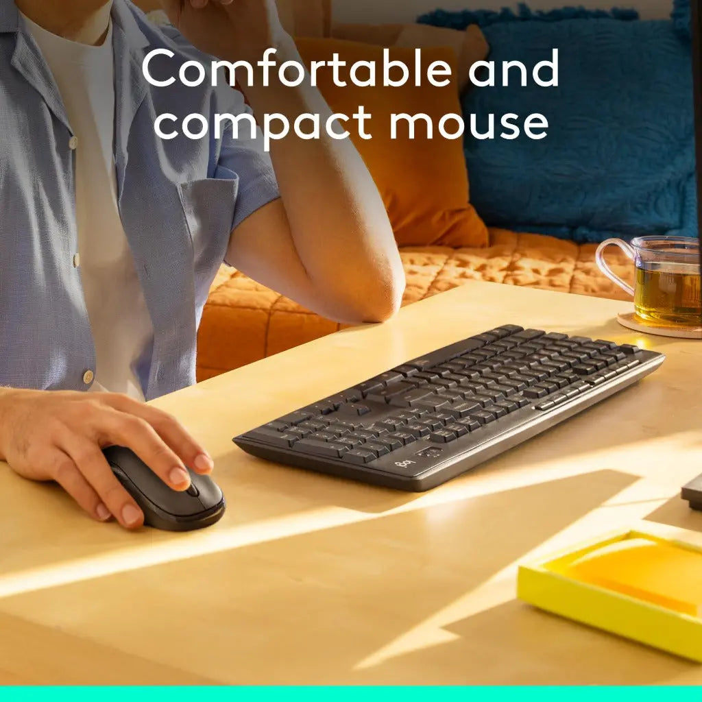 Logitech MK295 Silent Wireless Mouse & Keyboard Combo with SilentTouch Technology, Full Numpad, Advanced Optical Tracking, Lag-Free Wireless, 90% Less Noise, QWERTY UK English Layout - Black Logitech