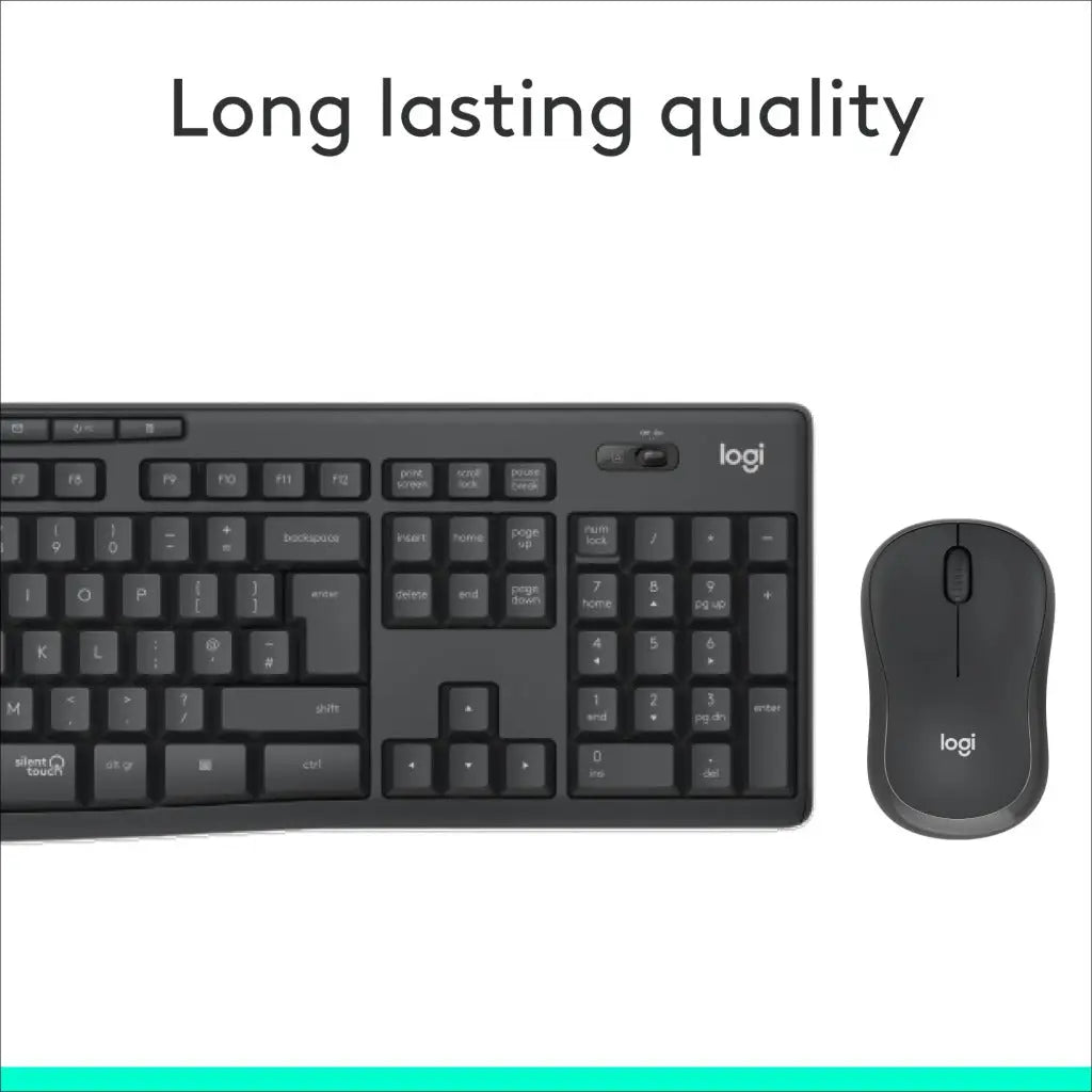 Logitech MK295 Silent Wireless Mouse & Keyboard Combo with SilentTouch Technology, Full Numpad, Advanced Optical Tracking, Lag-Free Wireless, 90% Less Noise, QWERTY UK English Layout - Black Logitech