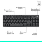 Logitech MK295 Silent Wireless Mouse & Keyboard Combo with SilentTouch Technology, Full Numpad, Advanced Optical Tracking, Lag-Free Wireless, 90% Less Noise, QWERTY UK English Layout - Black Logitech