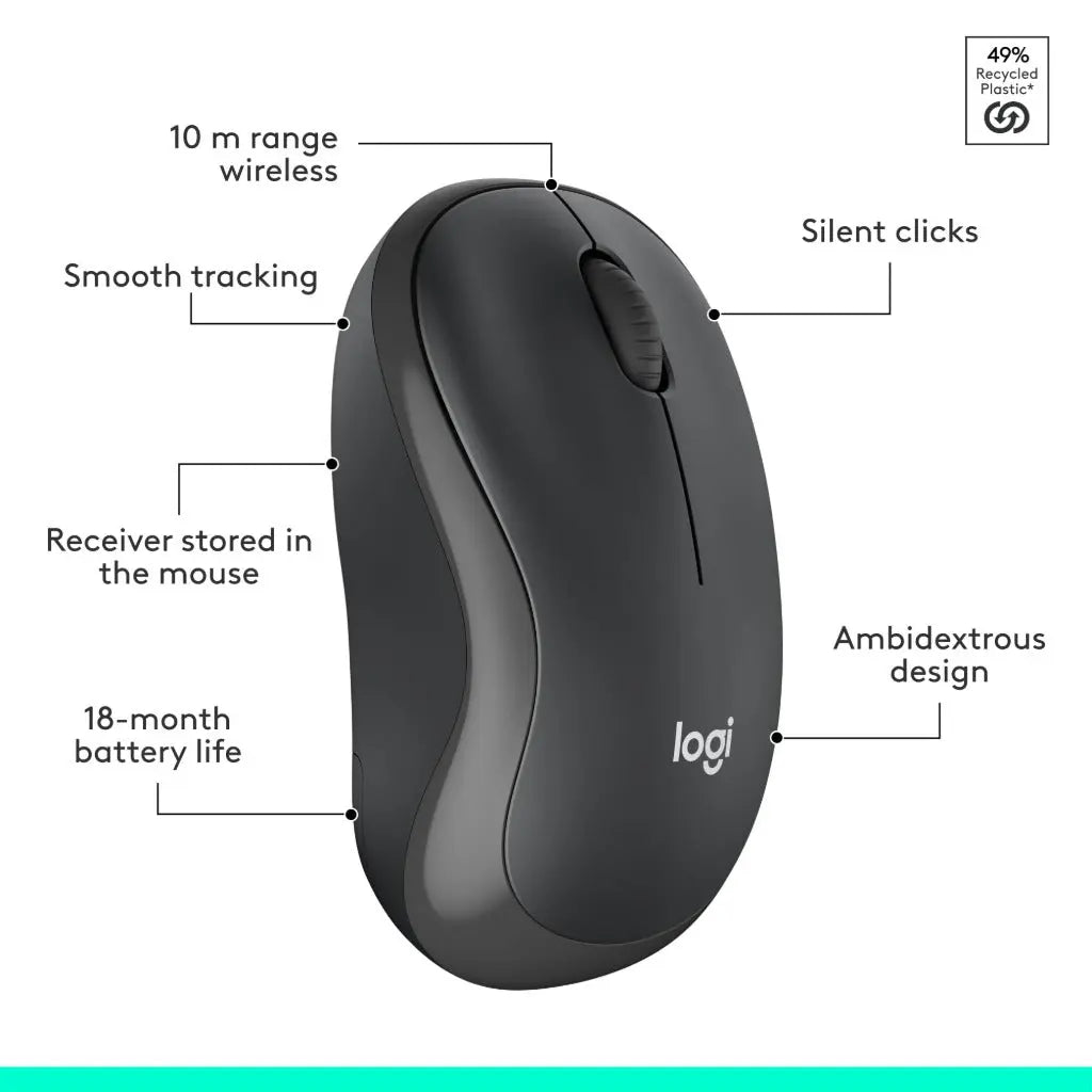 Logitech MK295 Silent Wireless Mouse & Keyboard Combo with SilentTouch Technology, Full Numpad, Advanced Optical Tracking, Lag-Free Wireless, 90% Less Noise, QWERTY UK English Layout - Black Logitech
