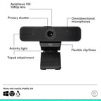 Logitech C925e Business Webcam, HD 1080p/30fps Video, Light Correction, Autofocus, Clear Audio, Privacy Shutter, Works with Microsoft Teams, Google Meet, Skype, WebEx, Cisco - Black Logitech