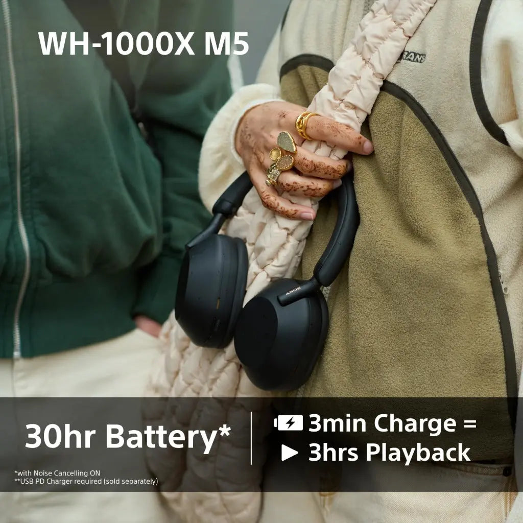Sony WH-1000XM5 Wireless Over-Ear Headphones, Premium Active Noise Cancelling with personalised Spatial Audio, Up to 30hr Battery Life, Bluetooth Headphones, Black Sony