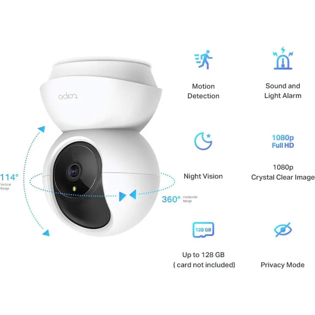 Tapo C200 1080p Pan/Tilt Indoor Camera, Baby Monitoring, Motion Detection, Customisable Privacy Mode, 2-Way Audio, Night Vision, Cloud and Local Storage, Works With Alexa and Google, No Monthly Fee - Like New Tapo