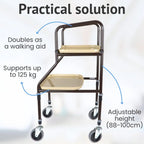 HOMECRAFT Shelf Mobility Trolley - Height Adjustable Trolley, Walking Aid with Wheels - Mobility Walker for Elderly - Walking Frame for Storage - Zimmer Frame - Mobility Aids for Everyday Use HOMECRAFT