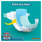 Pampers Baby-Dry Paw Patrol Edition Size 4, 222 Nappies, 9kg-14kg, Monthly Pack, Up to a 100% Leak-Free & Comfortable Night Pampers