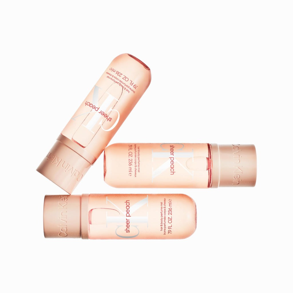 Calvin Klein Sheer Peach Hair and Body Perfume Mist 236ml Fragrance Spray for Women with Juicy Peach Freesia and Waterlily Notes