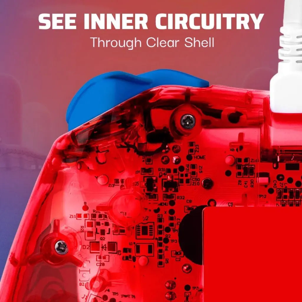 PDP Rock Candy Wired Gaming Switch Pro Controller - Mario - Red - Official License Nintendo - OLED / Lite Compatible, Compact, Durable Travel Controller PDP