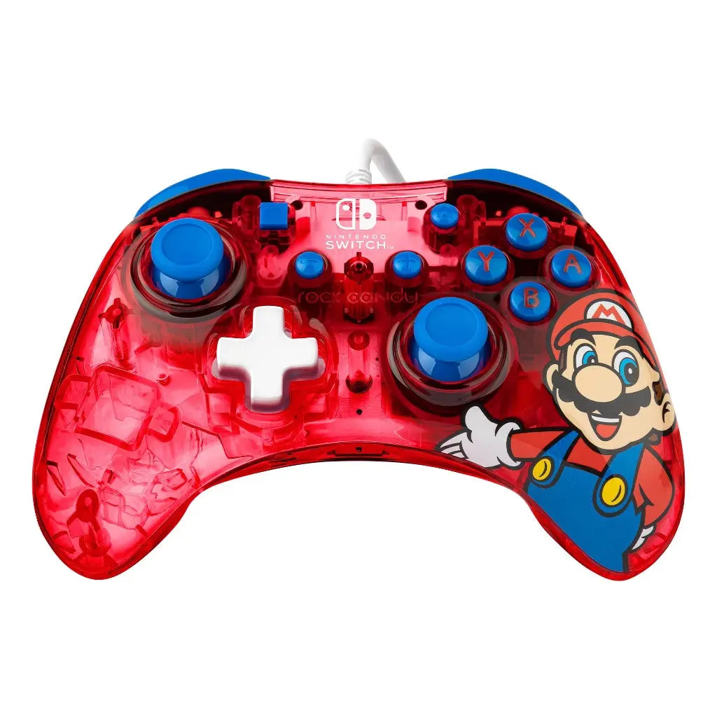 PDP Rock Candy Wired Gaming Switch Pro Controller - Mario - Red - Official License Nintendo - OLED / Lite Compatible, Compact, Durable Travel Controller PDP