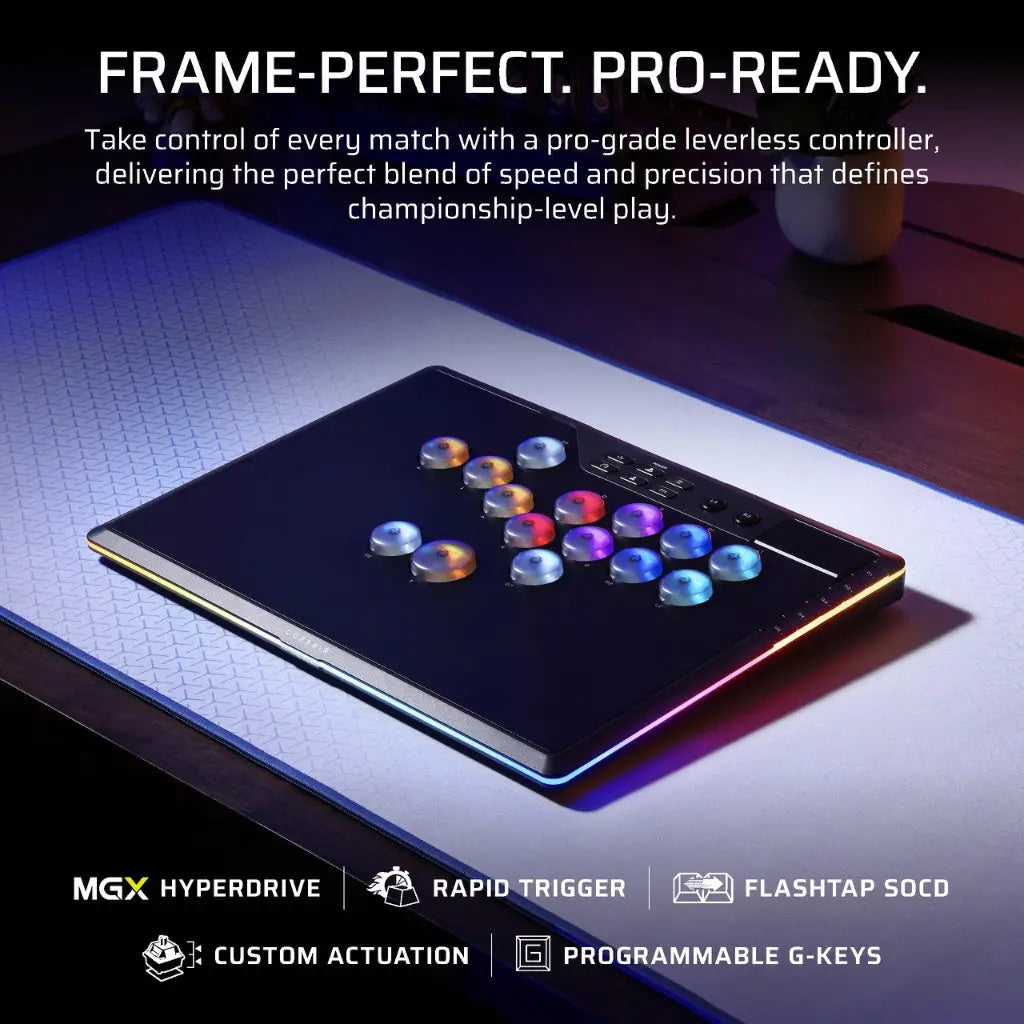 Corsair NOVABLADE PRO Wireless Hall Effect Leverless Controller - 15-Main Key Layout, 1000Hz Polling, 2.4GHz Wireless, SOCD, MGX Hyperdrive Hall Effect Magnetic Switches - PS5, PS4, PC - Black - Like New Corsair