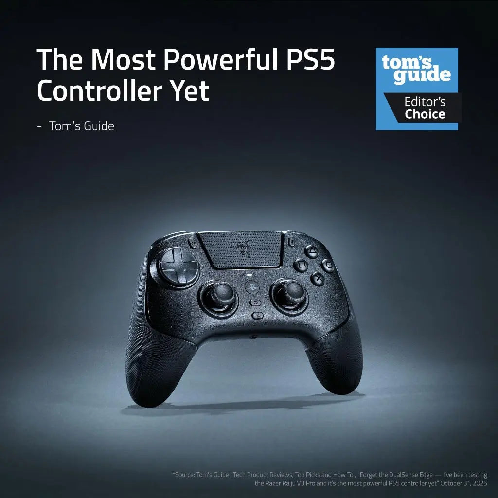 Razer Raiju V3 Pro - Wireless e-Sports Controller for PlayStation 5 & PC - 4 Removable Buttons & 2 Claw Grip Bumpers - TMR Analogue Sticks - Pro HyperTrigger - Mecha-Tactile Buttons - Black - Very Good Razer