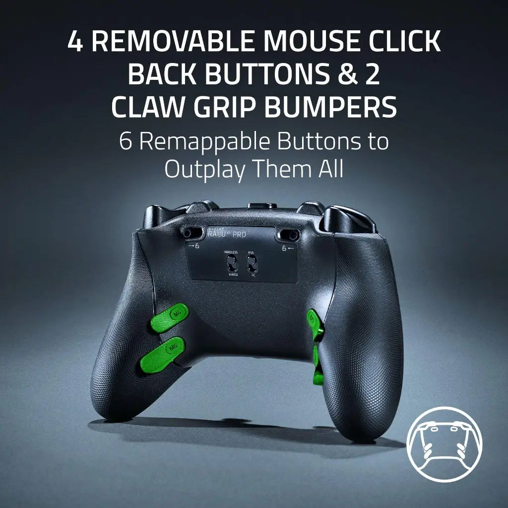Razer Raiju V3 Pro - Wireless e-Sports Controller for PlayStation 5 & PC - 4 Removable Buttons & 2 Claw Grip Bumpers - TMR Analogue Sticks - Pro HyperTrigger - Mecha-Tactile Buttons - Black - Very Good Razer