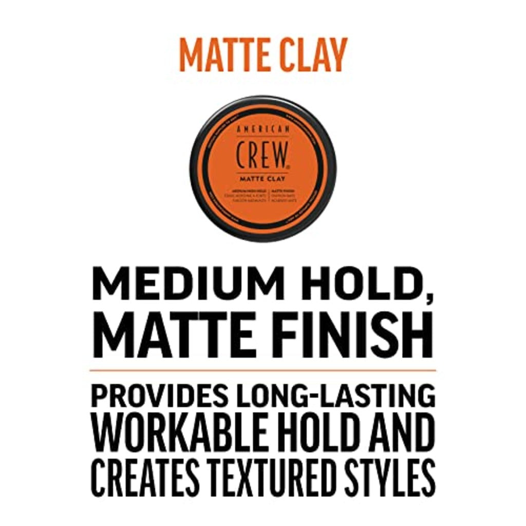 American Crew Matte Clay Hair Paste 85g Medium Hold Low Shine Mens Texturising Styling Wax for Control and Definition
