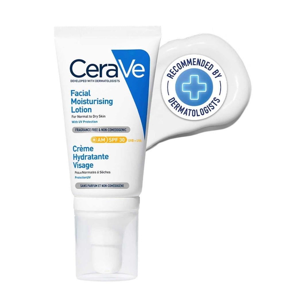 CeraVe AM Facial Moisturising Lotion SPF30 52ml - Daily Face Moisturiser with Ceramides and Hyaluronic Acid for Normal to Dry Skin