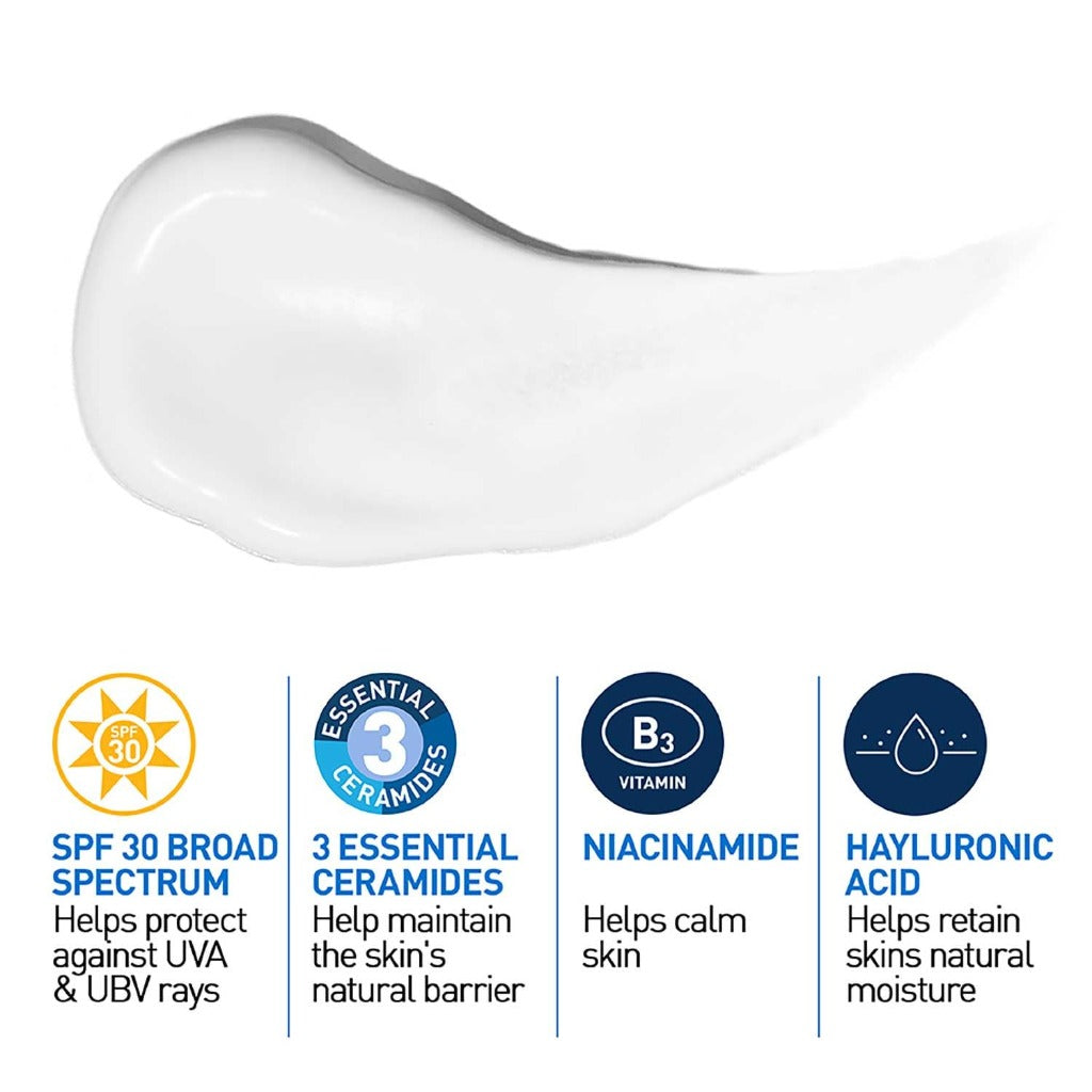 CeraVe AM Facial Moisturising Lotion SPF30 52ml - Daily Face Moisturiser with Ceramides and Hyaluronic Acid for Normal to Dry Skin