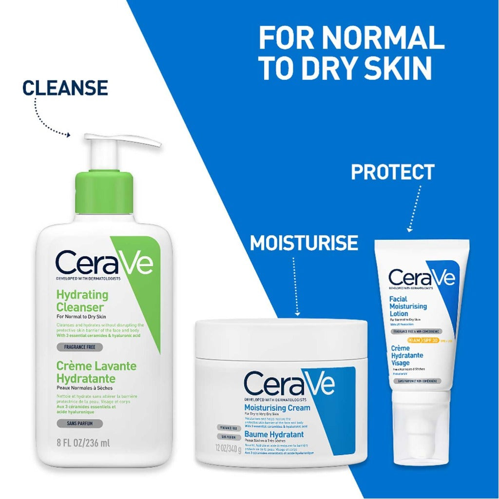 CeraVe AM Facial Moisturising Lotion SPF30 52ml - Daily Face Moisturiser with Ceramides and Hyaluronic Acid for Normal to Dry Skin