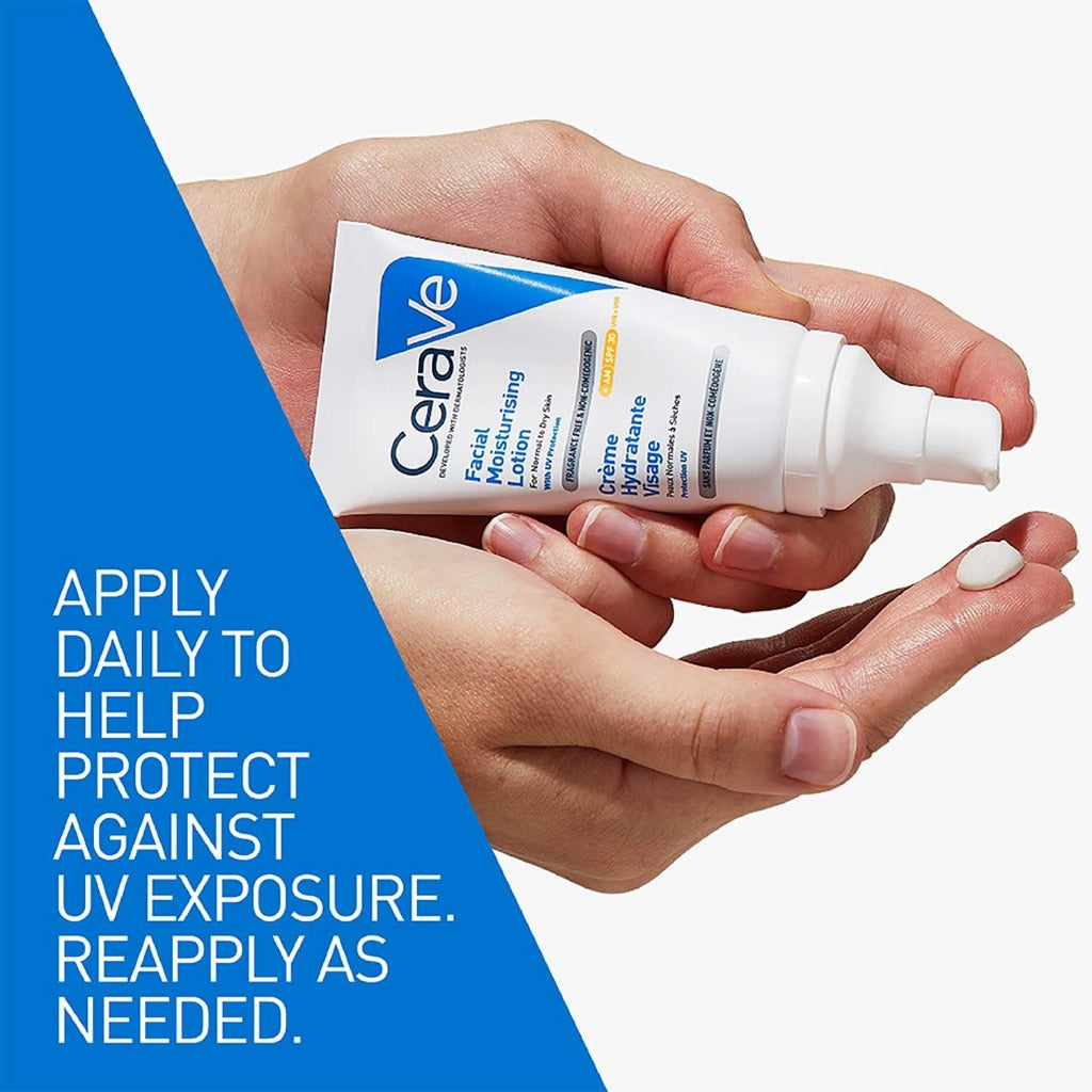 CeraVe AM Facial Moisturising Lotion SPF30 52ml - Daily Face Moisturiser with Ceramides and Hyaluronic Acid for Normal to Dry Skin