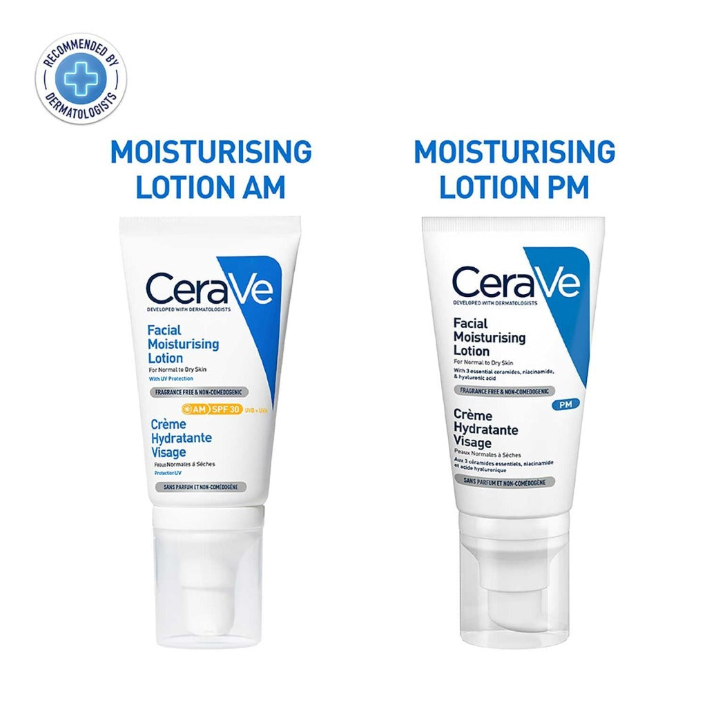 CeraVe AM Facial Moisturising Lotion SPF30 52ml - Daily Face Moisturiser with Ceramides and Hyaluronic Acid for Normal to Dry Skin