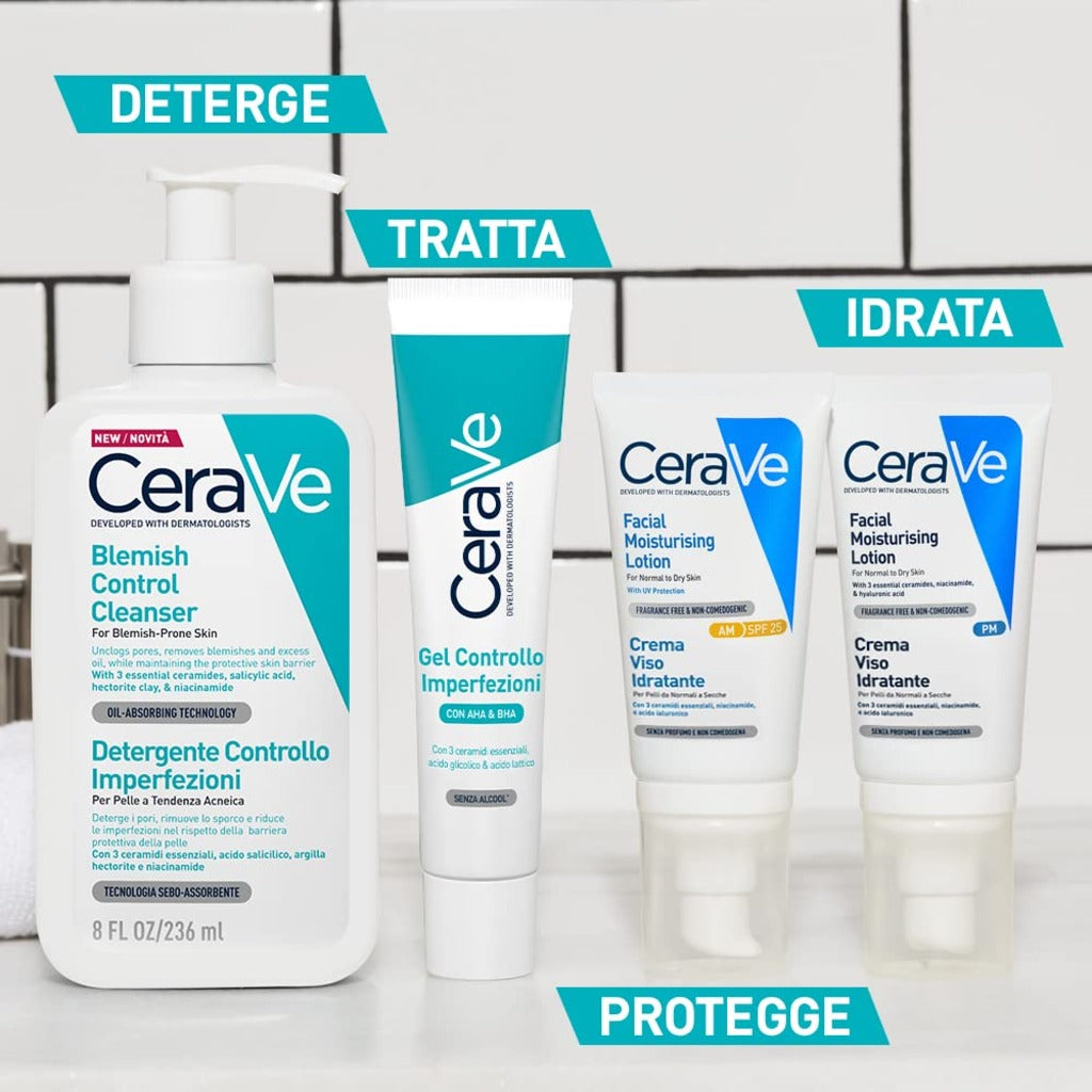 CeraVe Blemish Control Cleanser 236ml - 2% Salicylic Acid Face Wash with Niacinamide and Ceramides for Acne Prone Skin and Clogged Pores