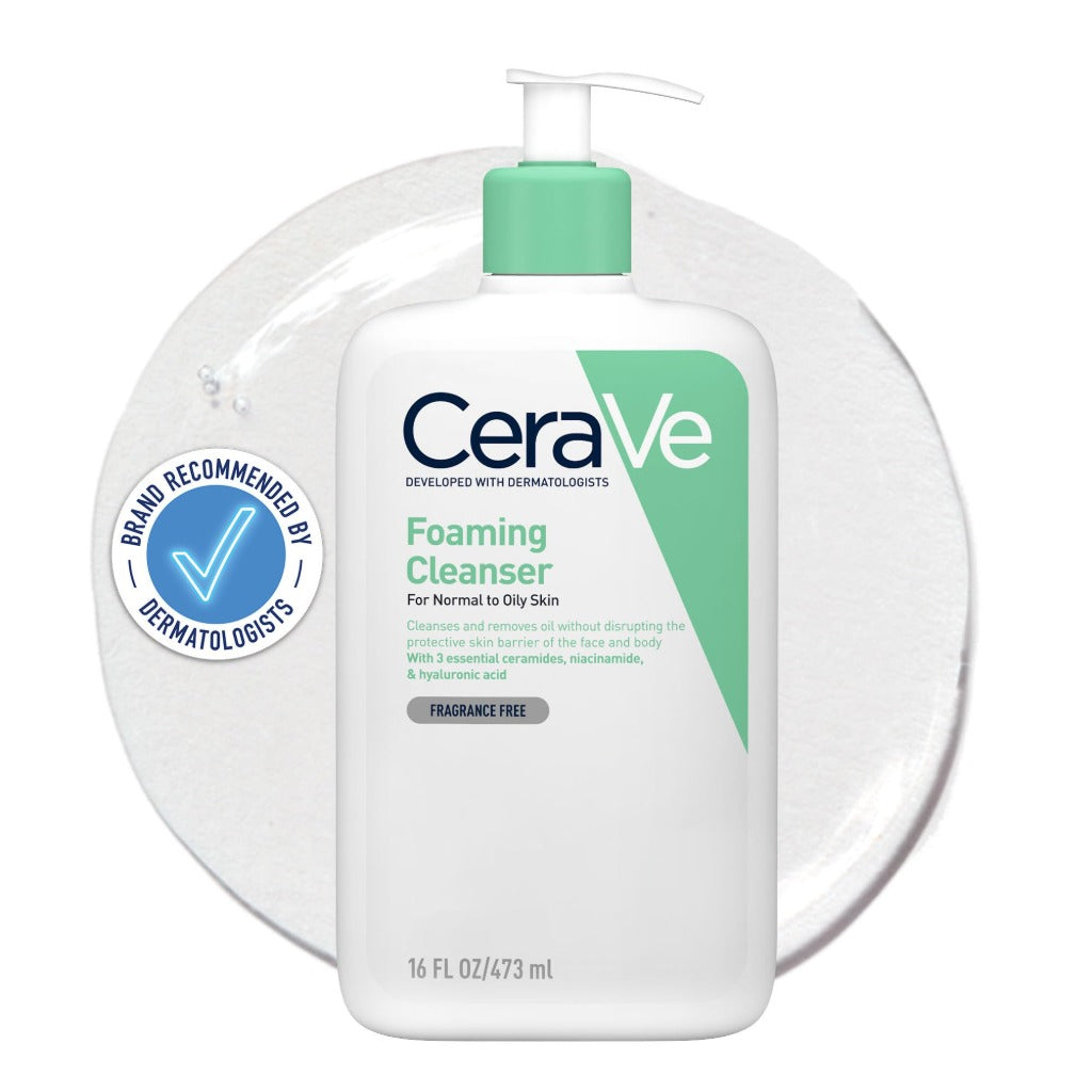 CeraVe Foaming Cleanser 236ml - Face and Body Wash for Normal to Oily Skin - Niacinamide and Ceramides - Fragrance Free Daily Cleanser