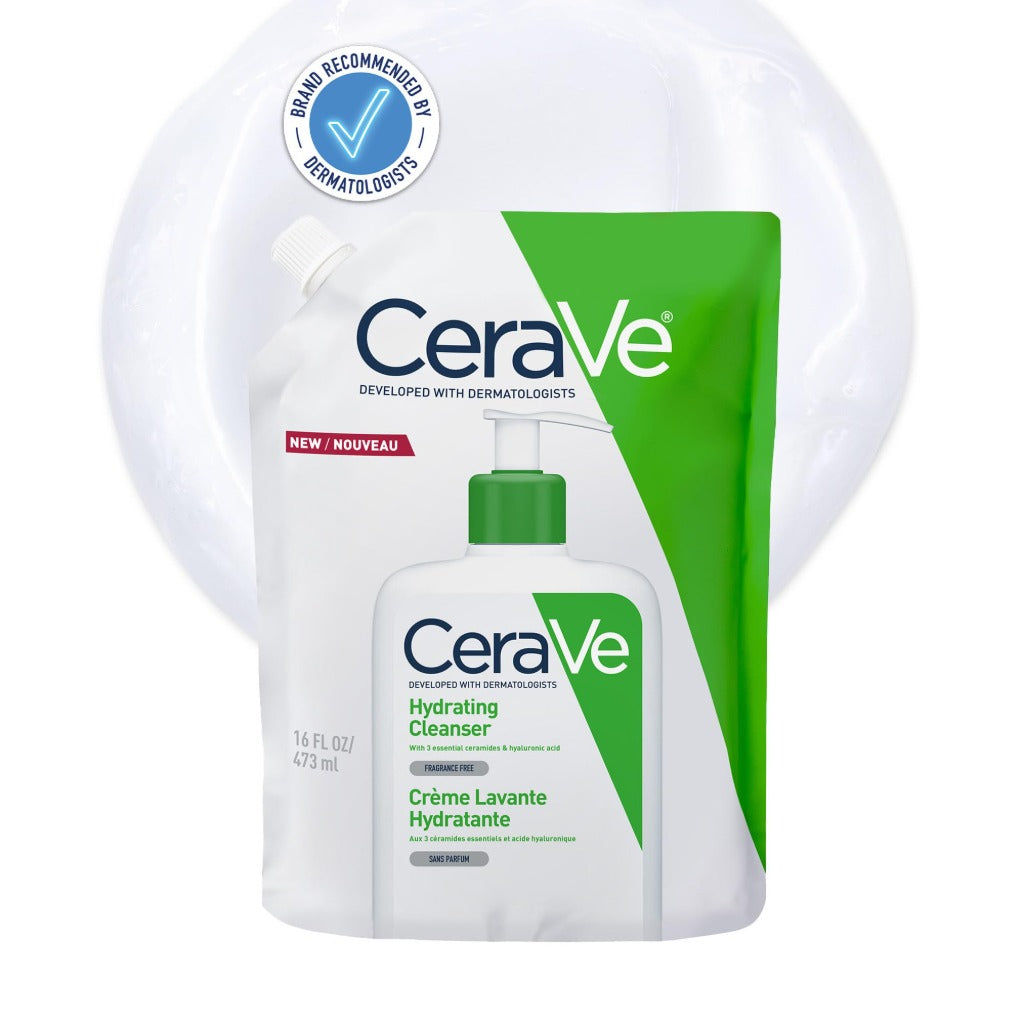 CeraVe Hydrating Cleanser Refill 473ml - Non-Foaming Face Wash and Body Cleanser for Normal to Dry Skin with Hyaluronic Acid and Ceramides