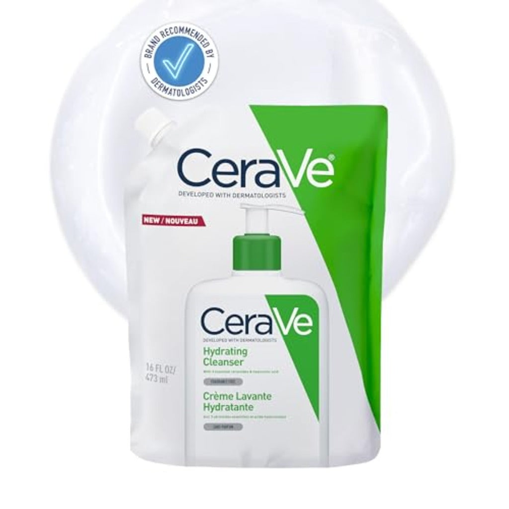 CeraVe Hydrating Cleanser Refill 473ml - Non-Foaming Face Wash and Body Cleanser for Normal to Dry Skin with Hyaluronic Acid and Ceramides