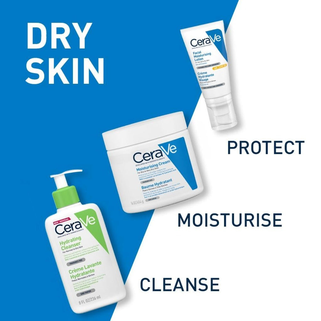 CeraVe Hydrating Cleanser 1L - Non-Foaming Face Wash and Body Cleanser for Normal to Dry Skin - With Hyaluronic Acid and Ceramides