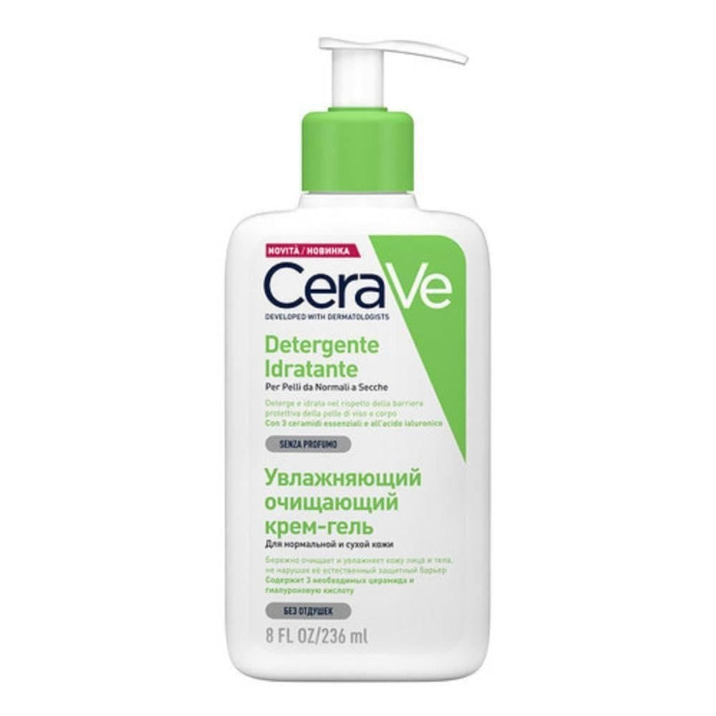 CeraVe Hydrating Cleanser 1L - Non-Foaming Face Wash and Body Cleanser for Normal to Dry Skin - With Hyaluronic Acid and Ceramides