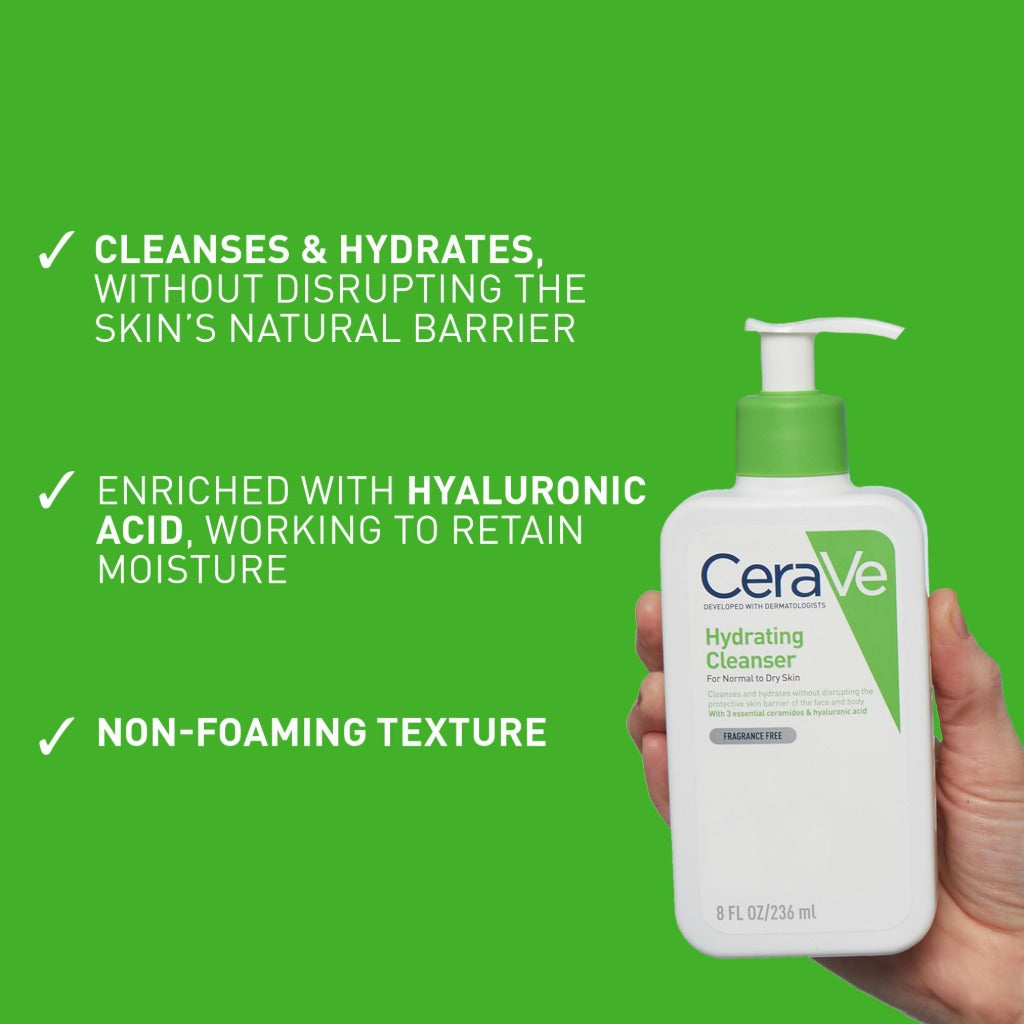 CeraVe Hydrating Cleanser 562ml Face and Body Wash for Normal to Dry Skin with Hyaluronic Acid and Ceramides Daily Moisturising Cleanser
