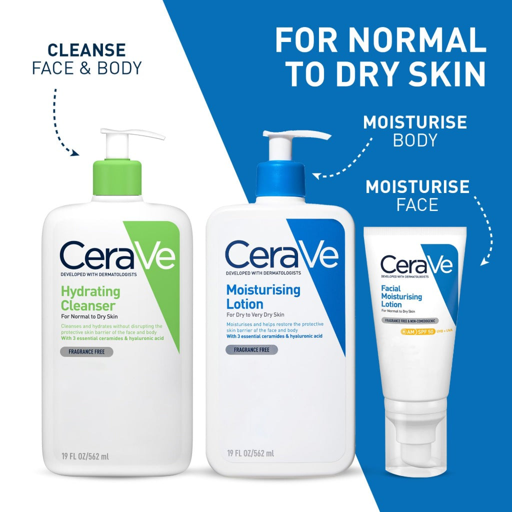 CeraVe Hydrating Cleanser 562ml Face and Body Wash for Normal to Dry Skin with Hyaluronic Acid and Ceramides Daily Moisturising Cleanser