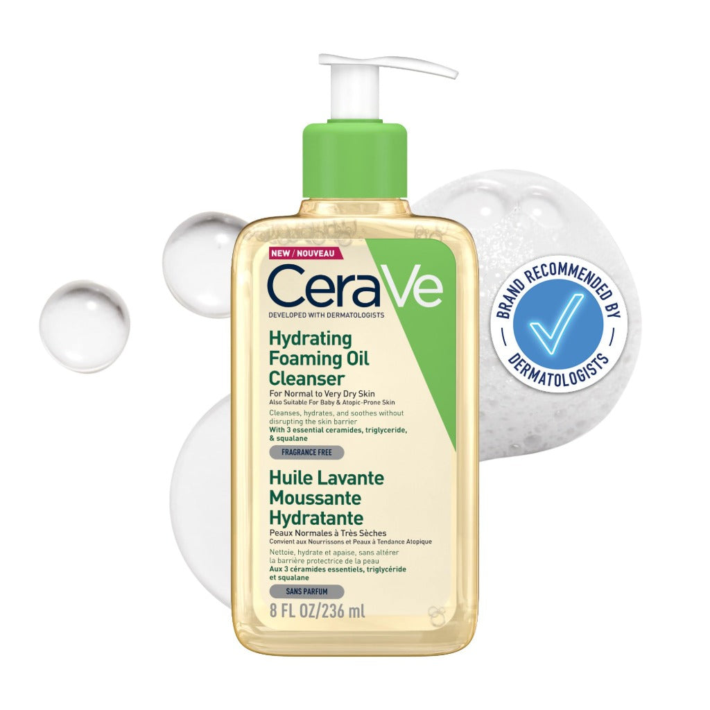 CeraVe Hydrating Foaming Oil Cleanser 236ml - Face and Body Wash for Normal to Very Dry Skin - With Ceramides Squalane and Triglyceride