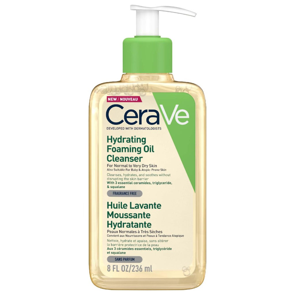 CeraVe Hydrating Foaming Oil Cleanser 236ml - Face and Body Wash for Normal to Very Dry Skin - With Ceramides Squalane and Triglyceride