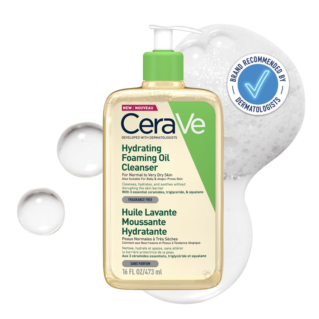 CeraVe Hydrating Foaming Oil Cleanser 236ml - Face and Body Wash for Normal to Very Dry Skin - With Ceramides Squalane and Triglyceride