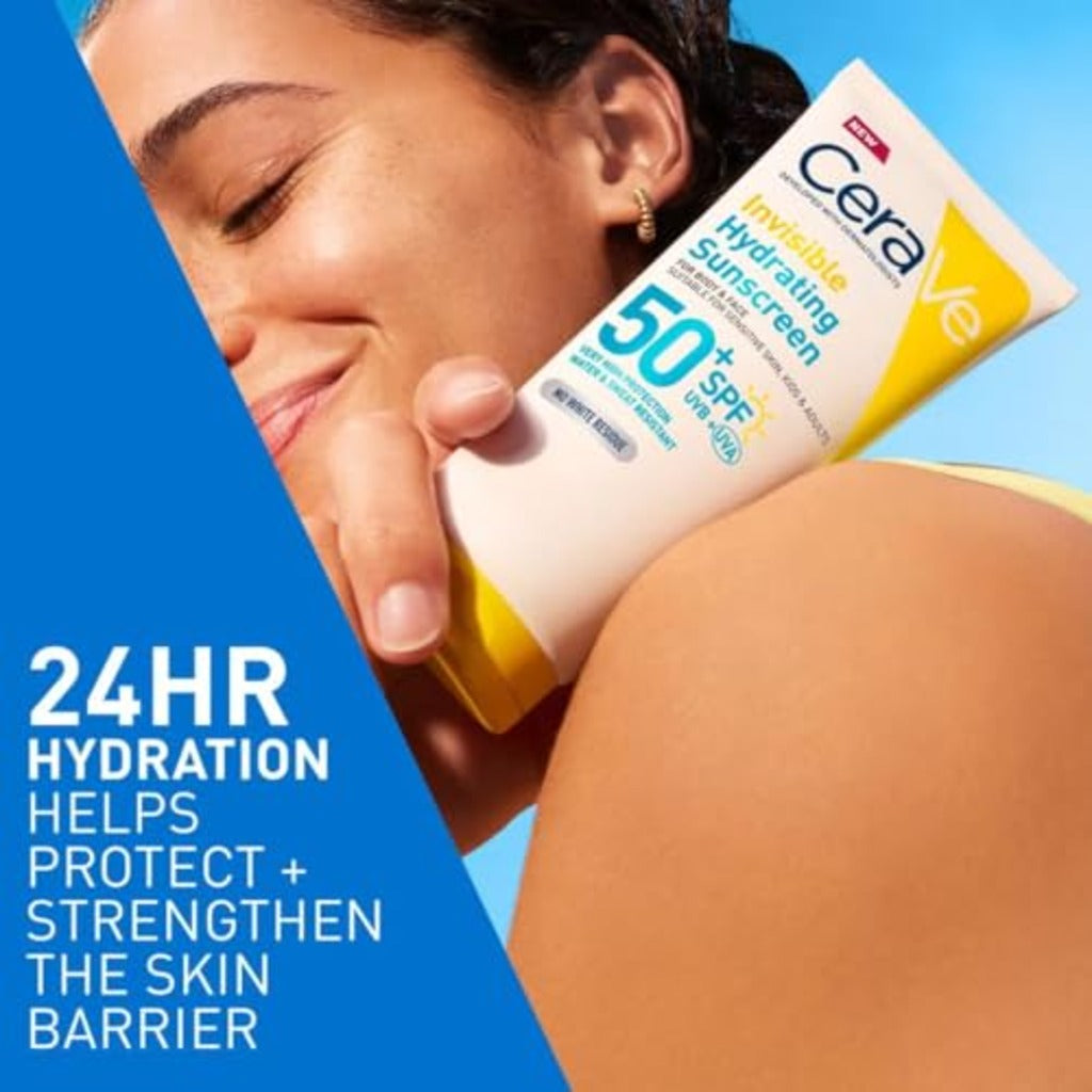 CeraVe Hydrating Sunscreen SPF 50 Body and Face Sun Cream 75ml Broad Spectrum UVA UVB Protection with Ceramides for Sensitive Skin