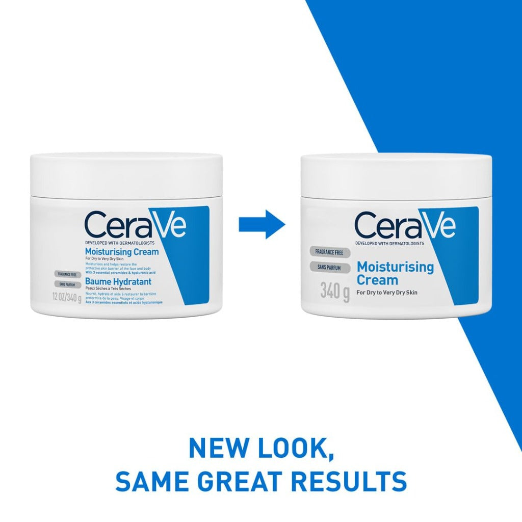 CeraVe Moisturising Cream 340g Pot - Hydrating Body and Face Moisturiser for Dry to Very Dry Skin - Fragrance-Free Skincare with Ceramides