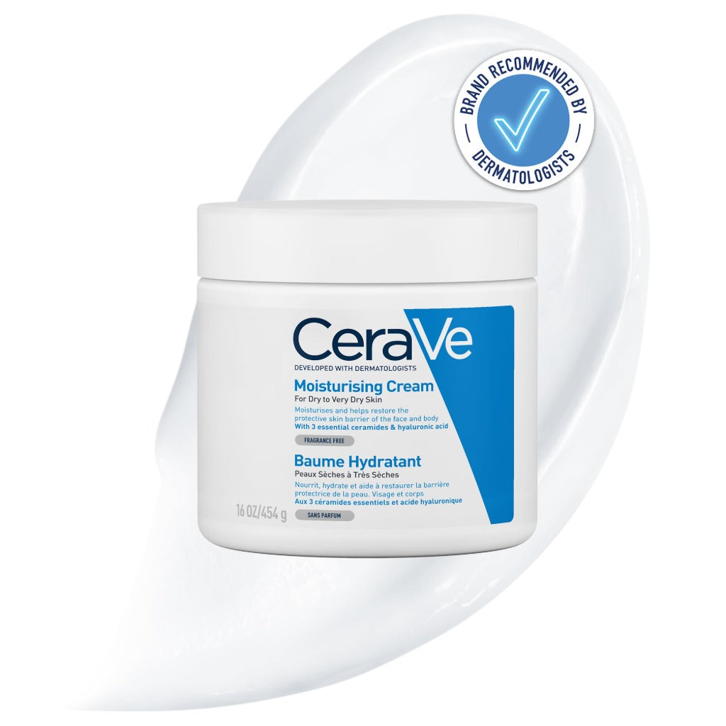 CeraVe Moisturising Cream 454g Pot - Face and Body Moisturiser for Dry to Very Dry Skin with Hyaluronic Acid and 3 Essential Ceramides