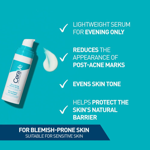 CeraVe Resurfacing Retinol Serum 30ml - Anti-Blemish Face Treatment with Niacinamide and Ceramides for Post-Acne Marks and Pore Refining