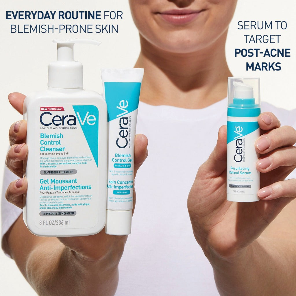 CeraVe Resurfacing Retinol Serum 30ml - Anti-Blemish Face Treatment with Niacinamide and Ceramides for Post-Acne Marks and Pore Refining